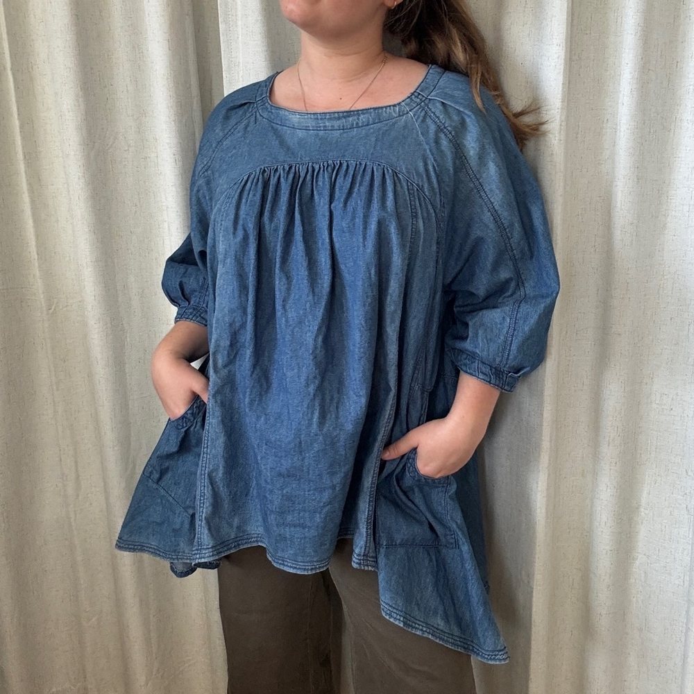 Free People Memories Of You Denim Top / Tunic / Size: XS